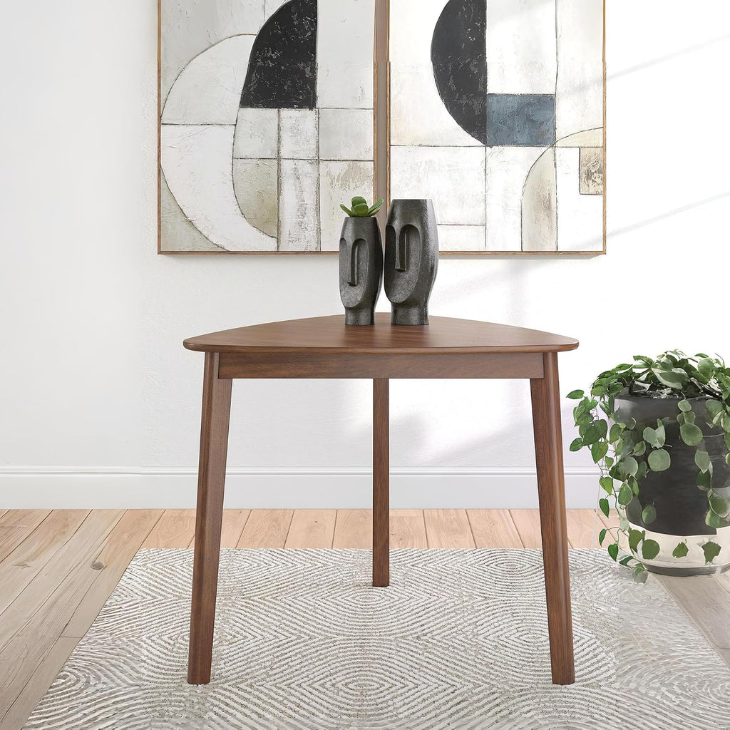 Signature Design By Ashley Lyncott Casual Triangle Dining Room Table, Mid-Century Modern, Seats 3, Rounded Corners, Wood, 35.25" W x 33.5" D x 30" H, Brown