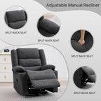 360°Swivel Rocking Chairs for Adult,Recliner Chair with Side Pockets and Cup Holders,Rocker Recliner with a Suitable for Living Rooms,Bedrooms,Grey