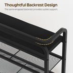 YATINEY Shoe Bench with Backrest, Entryway Bench, 2-Tier Shoe Rack with PU Padded Seat, Upholstered Shoe Storage Bench with Back, for Hallway, Entryway, Foyer, Bedroom, Black HX14BB