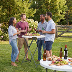 32" Round Folding Cocktail Table - HDPE Matrial Top with Steel Frame, Stable & Easy to Clean - High Top Table for Parties, Patio, Events, 4 Pack, White