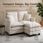 52" Loveseat Sofa, L-Shaped Cloud Love Seat Couches with Ottoman
