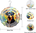 Rottweiler Dog Wind Spinners Outdoor Dog Memorial Gifts, 3D Metal Kinetic Hanging Garden Wind Spinner, Spinner Decor, Wind Sculptures for Outdoor & Indoor, Window, Yard Decor (Rottweiler 1)