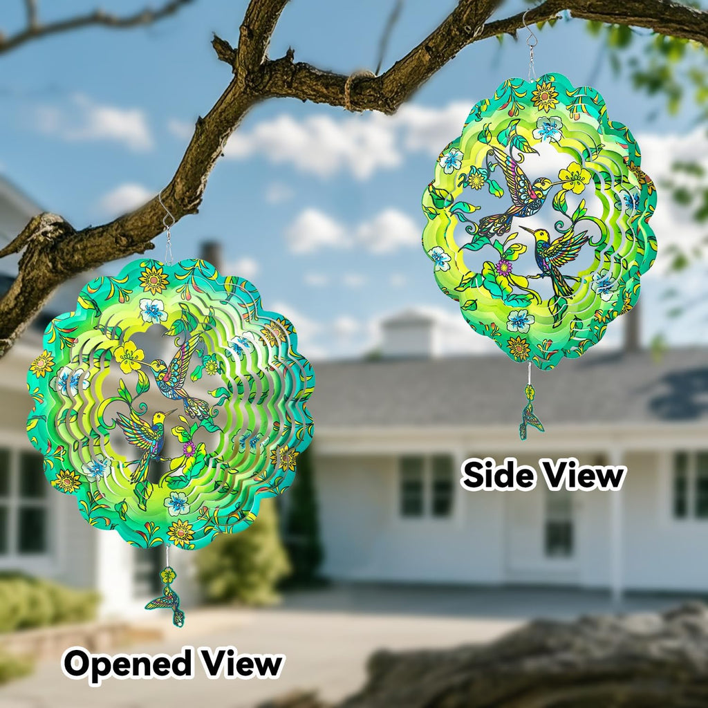 Wind Spinners,12 inch Hummingbird with 360° Swivel Hook for Yard and Garden, Bird Wind Catcher, Metal Wind Spinners Outdoor for Lawn Hanging Crafts Decor Kinetic Yard Art Ornament Gifts