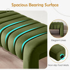 43.3” Dining Room Bench, Olive Green Tufted Upholstered End of Bed Bench, Modern Entryway Ottoman Window Seat with Solid Wood Legs and Padded Seat for Bedroom, Hallway and Living Room (Velvet)