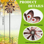 Metal Wind Spinners Outdoor, 360° Wind Sculpture Spinner with Metal Stake, Waterproof Spinners Green Kinetic Wind Spinner for Yard Lawn Decor (A- Vintage Copper 1PC)