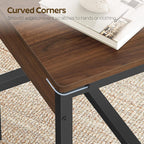 YATINEY Dining Chairs Set of 4, Kitchen Chairs with Metal Frame, Slanted Back, Industrial Dining Chair Set, for Kitchen, Living Room, Dark Walnut and Black CY03L4BH