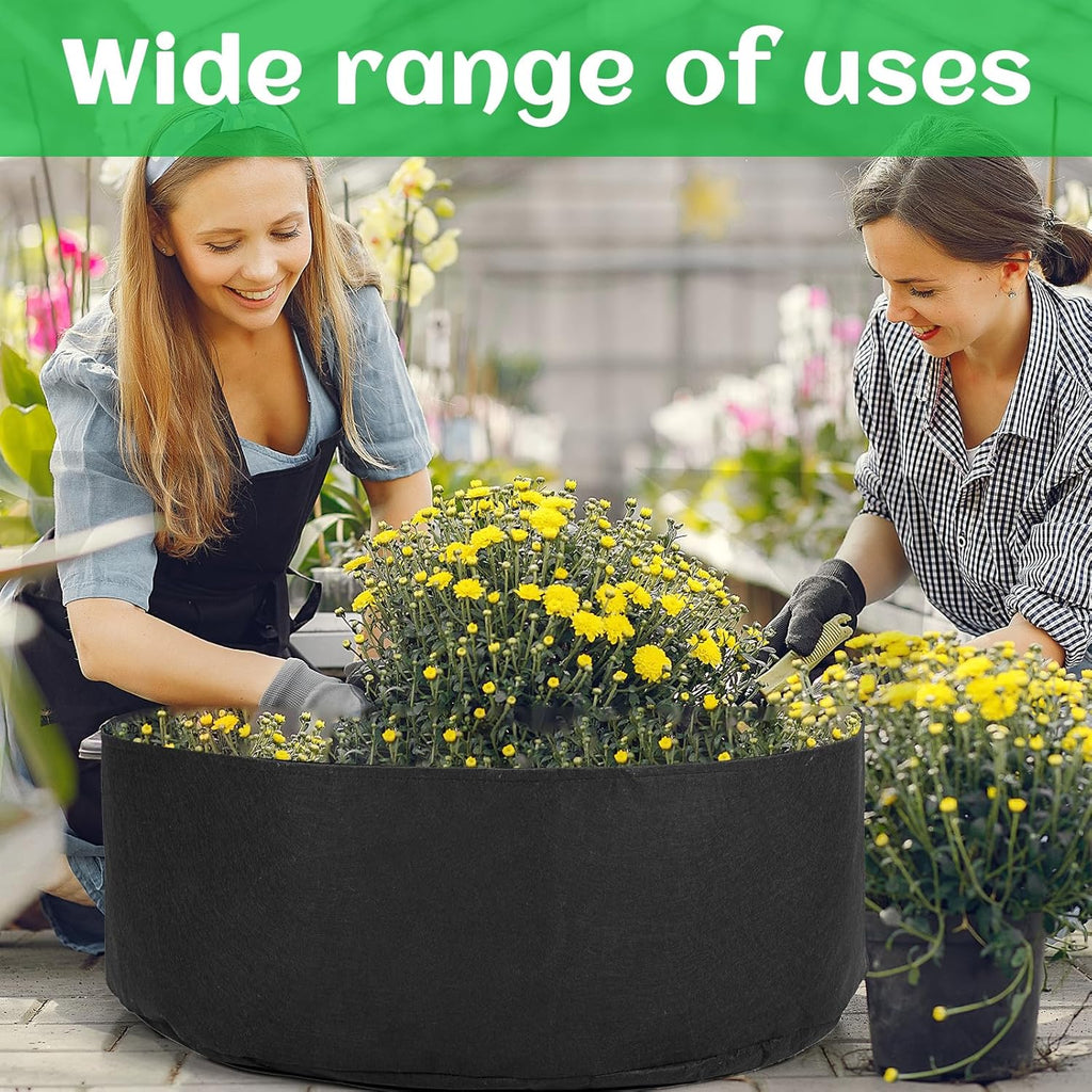 2 Pack Large 50 Gallon Plant Grow Bags, Round Black Fabric Raised Garden Beds, Durable Garden Planter Cloth Pots Container to Grow Vegetables for Outdoor Plants