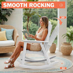 Flamaker Outdoor Rocking Chairs, PP Material Patio Rocking Chairs All Weather Resistant, Heavy Duty Rockers with High Back for Patio Backyard Porch (White)