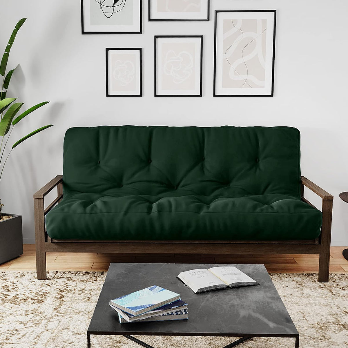 Royal Sleep Products by The Futon Factory | 10 inch Pocket Coil Futon Mattress - Hunter Green - Queen Size - CertiPUR Certified Foam - Made in USA - Frame Not Included