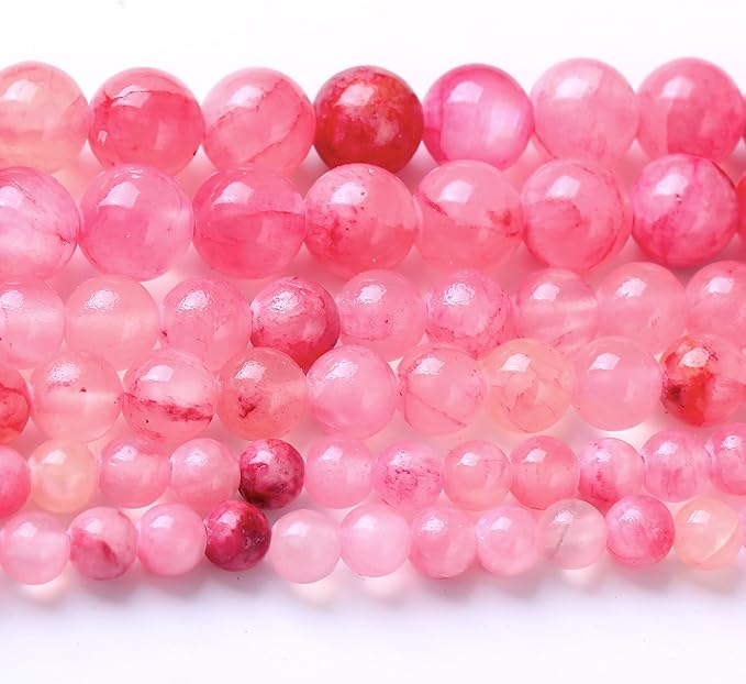 Blood Red Persian JadeStone Beads Gemstone Round Crystal Energy Jade Beads Stone Beads for Jewelry Making DIY Bracelet Necklace Jewelry Making 1 Strand 15.5inch 45PCS 8MM