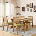 SoarFlash Kitchen French Dining Chairs Set of 4, Vintage Dining Chairs with Rattan Backrest, Wooden Framehouse Chairs for Living Room, Restaurant, Green