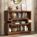knoworld 40" Console Table for Entrayway, Farmhouse Entry Table with 4 Tier Storage, Narrow Sofa Table Behind The Couch for Entrance, Living Room, Hallway, Foyer, Brown