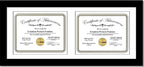 Creative Picture Frames 10X24Bk-W Black Horizontal Double Diploma Frame With 2 Opening White Matting | Holds 2-8X10-Inch Documents With Installed Wall Hanger