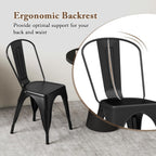 Giantex Metal Dining Chairs Set of 4, Farmhouse Kitchen Chairs with Removable Backrest, Space-Saving Stackable Bistro Cafe Side Chairs for Dining Room, Living Room, Restaurant (Black)