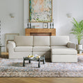 Novilla 108" Modular Sectional Sofa, Modular Sectional Couches for Living Room Bedroom, Chenille Removable Cover Cloud Couch with Smarts Coil® Support L-Shaped Couch(Beige, 3 Seater + 1 Ottoman)