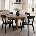 HNY Farmhouse Solid Wood Dining Chairs Set of 4, Mid Century Modern Armless Kitchen & Dining Room Chairs with Curved Back, 300 LBS Capacity, Black for Home, Apartment