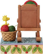 Enesco Peanuts by Jim Shore Snoopy in Rocking Chair Knitting with Woodstock Figurine, 5 Inch, Multicolor
