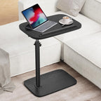 HUANUO TV Tray with Height Adjustment, 360° Swivel, 90° Tilt, Black | 19"–31.5" Height Range, Dual Knobs & Crossbeam for Stability, Anti-slip Bar, Foldable, for Eating & Working Beside Sofa, Bed