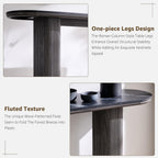 OKD 63" Modern Console Table with Arc Faux Marble Texture Top, Fluted Wood Base, Contemporary Entryway Sofa Table for Living Room, Hallway, Foyer, Dark Alder