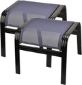 Deiguifei Outdoor Footstools Patio Ottoman All Weather Aluminum Indoor Outdoor Small Seat Foot Rest 2 Set Navy Blue