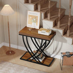 Tribesigns Side Table, 2-Tier Narrow End Table for Living Room, Industrial Nightstand with Metal Frame, Small Bedside Tables for Bedroom, Sofa Couch, Small Spaces, Rustic Brown