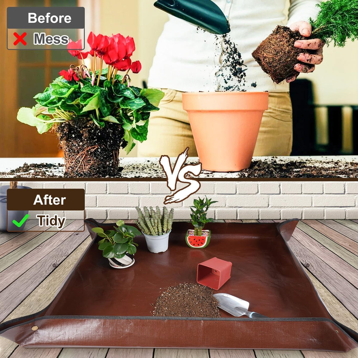 39.5"x 39.5" Extra Large Potting Mat for Indoor Plants Transplanting and Potting Soil Control-Gardening Gifts for Plant Lovers
