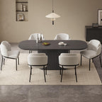 86.61" Oval Modern Dining Table Set for 6, Dining Room Tables with 6 Chairs for Kitchen, Living Room, 7 Piece Kitchen Tables 6 Seaters Dinner Table Set, Black