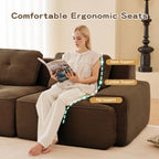 Oversized Modular Sectional Sofa, Modern V Shaped Corner Couch with Ottoman, Comfy 5 Seater Cloud Sleeper Sofa with Deep Seat, Customizable Layout Couches for Living Room, Apartment, Brown