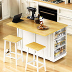 48" Kitchen Island with Drop Leaf, Power Outlet and Wheels | Drop Leaf Extension, Built-In Power Outlet, Rolling Wheels, 48 Inch Width, Kitchen Storage