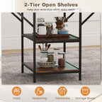 Giantex 47-inches Dining Table for 4-6, Rectangular Kitchen Table with 2 Open Storage Shelves & Sturdy Metal Legs, Farmhouse Dinette Table for Dinner, Dining Room, Living Room, Rustic Brown