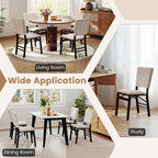 Giantex Folding Dining Chairs Set of 2, Armless Kitchen Chair w/Padded Seat & Tilt Backrest, Rubber Wood Legs, Upholstered Accent Side Chairs for Dining Room, Living Room, Restaurant