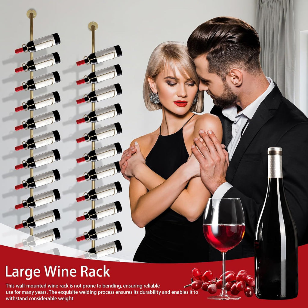 5 Pack 12 Bottle Wall Mount Wine Rack for 60 Bottles DIY Detachable Wine Storage Organizer Metal Storage Rack for Kitchen Pantry Dining Room Bar