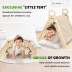 BlueWood Pikler Triangle Set Rainbow with Cushion and Wooden Busy Board