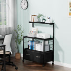 VECELO Mobile Filing Cabinet on Lockable Wheels,Under Desk Organizer with Hanging File Folder Organizer,Beside Under Desk for Office Home,No Bend Over, Fits Letter Size, Black