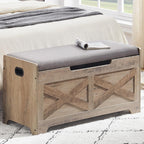 coucheta Storage Chest, Farmhouse Storage Trunk, Wooden Entryway Storage Bench with Safety Hinge and Lift-Top for Entryway, Living Room, Grey