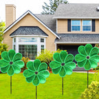 4PCS Flower Wind Spinner Sparkly Lawn Pinwheel 11.8 inch Green Garden Windmill for Christmas Garden, Party, Outdoor,Yard Decor