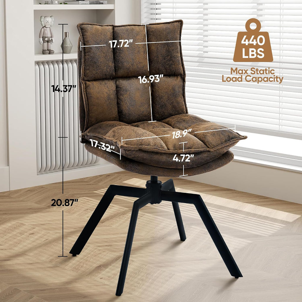 Swivel Dining Chairs Set 2,Mid-Century Modern PU Upholstered with 360°AUTO Swivel Metal Legs,Suitable for Dining Rooms, Living Rooms, and Bedrooms.(Brown)