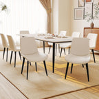 Modern Dining Chairs Set of 4, PU Leather Upholstered Dinner Chairs with Sturdy Metal Legs and Comfort Backrest, Armless Accent Side Chairs for Home Kitchen, Living Room (Light Beige)