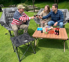Bolosy Double Camping Chair Oversized Loveseat Heavy Duty 2 Person Camp Chair with Cup Holder Lawn ChairDuo Chair for Camping, Beach, Lawn, Picnics, Fishing, Sports,Supports 650 LBS, Grey