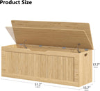 Akxomel 51.2" Fluted Storage Chest Wooden Storage Trunk 2 Safety Hinges Oak | Large Storage Chest with 2 Safety Hinges & Lift Top, Wooden Box Bench, for Living Room, Entryway, Bedroom