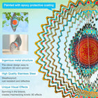Goolyrusim Wind Spinner Mandala Circle - 3D Wind Spinners Outdoor, 12-inch Stainless Steel Hanging Wind Sculptures for Yard and Garden, Kinetic Art Decoration Porch Decor Patio Ornament, Mandala Gift