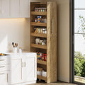 Tribesigns 72.83-Inch Tall Slim Storage Cart with Wheels, 6-Tier Narrow Rolling Utility Pantry Cart, Skinny Mobile Shelving Unit with Metal Handle for Kitchen, Laundry Room, Narrow Spaces, Brown