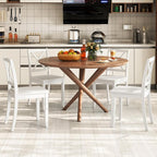 GOFLAME Dining Chairs Set of 4, Kitchen Chairs with Rubber Wood Legs & Cross Back, Farmhouse Armless Dinette Chairs for Dining Room, Living Room, Restaurant, 400 LBS Load Capacity, White