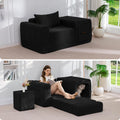 MAXYOYO Folding Sofa Couch, Convertible Floor Sofa with Armrest, Multifunctional Sofa with Pillow and Pockets, Couch for Living Room, Black