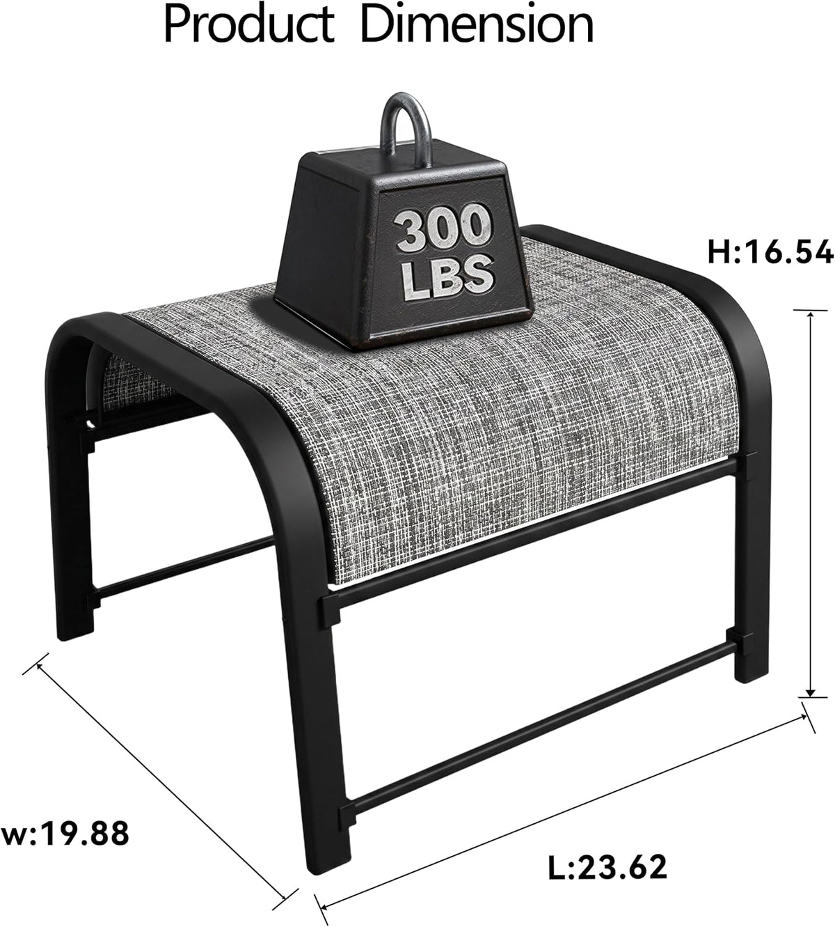 Outdoor Patio Ottoman Set of 2 with Metal Frame, Textilene Fabric Small Seating, All Weather Foot Stool Stackable Resistant for Outdoor Foot Rest for Furniture Patio Garden Pool(2, Black)