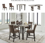 Signature Design by Ashley Jazmore Contemporary Counter Height Dining Table with Faux Marble Pattern, Dark Brown & Beige
