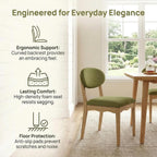 ROCITY Green Upholstered Dining Chairs Set of 2 Wood Dining Room Chairs Farmhouse Boho Kitchen Chairs Linen Fabric Natural Oak Wood