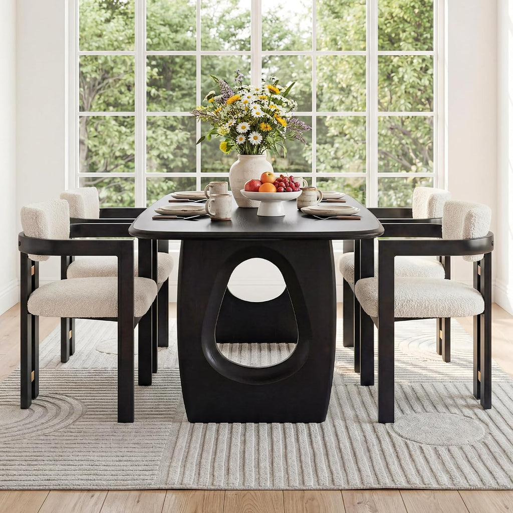 Morden Fort Boucle Dining Chair Set of 4, Upholstered Kitchen Chairs with Metal Frame & Round Back, Barrel Side Chair for Dining Room, Kitchen, Living Room, Apartments