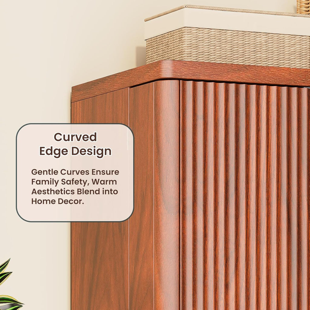 72" Tall Kitchen Pantry Modern Fluted Wood Storage Cabinet with Doors,6 Door Shelves, Organizer, Versatile Cupboard for Kitchen Dining (Walnut-Fluted)