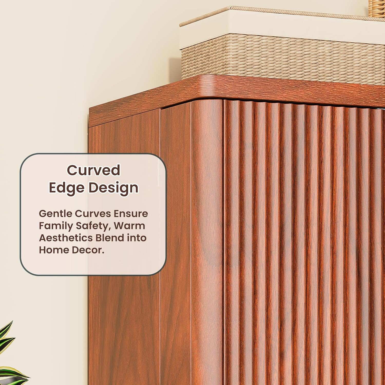 72" Tall Kitchen Pantry Modern Fluted Wood Storage Cabinet with Doors,6 Door Shelves, Organizer, Versatile Cupboard for Kitchen Dining (Walnut-Fluted)